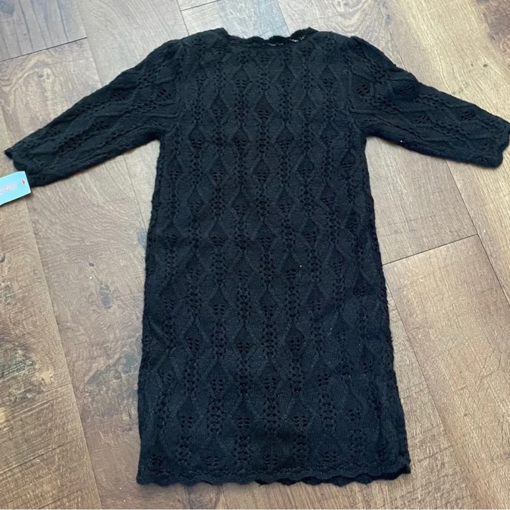 NWT 2 crochet dresses big girl Sz small 6/6x black burgundy cat & jack